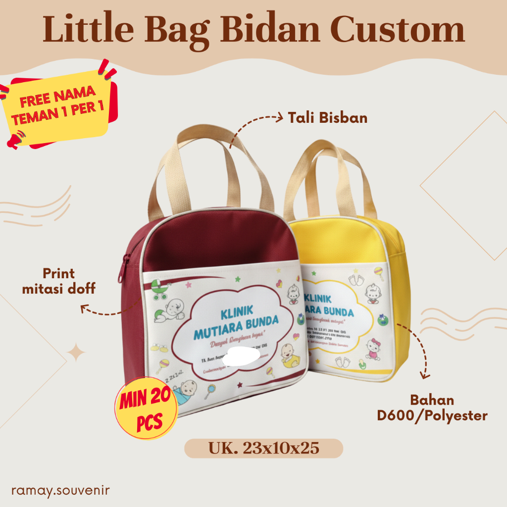 LITTLE BAG ขนาด 23x10x25 Midwife, Clinic,โรงพยาบาล, Health Center BAG Custom ชื่อ