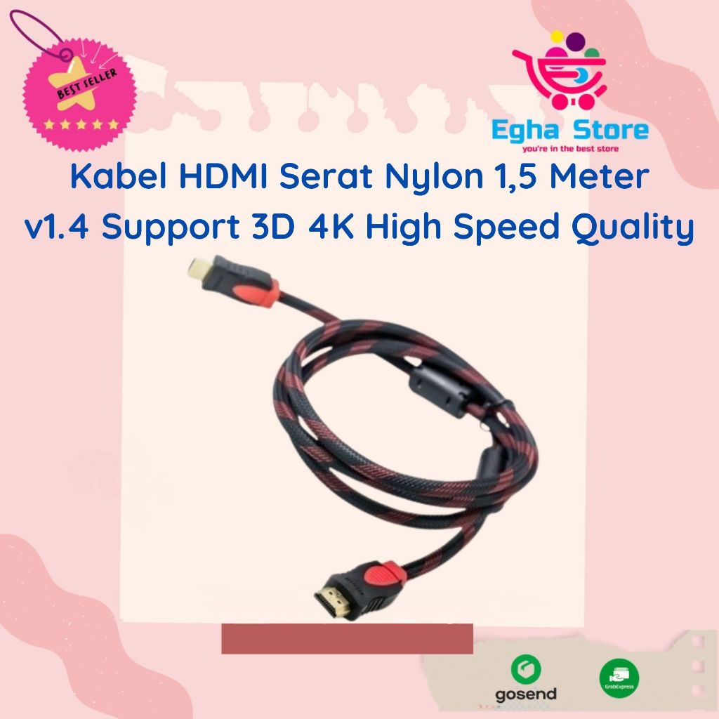 สาย HDMI 1.5 เมตร Ver 1.4 สายไนลอนชุบทองคุณภาพสูง HDTV ไฟเบอร์ไนลอน AV ชายชาย 1.5m รองรับ 3D 4K Full