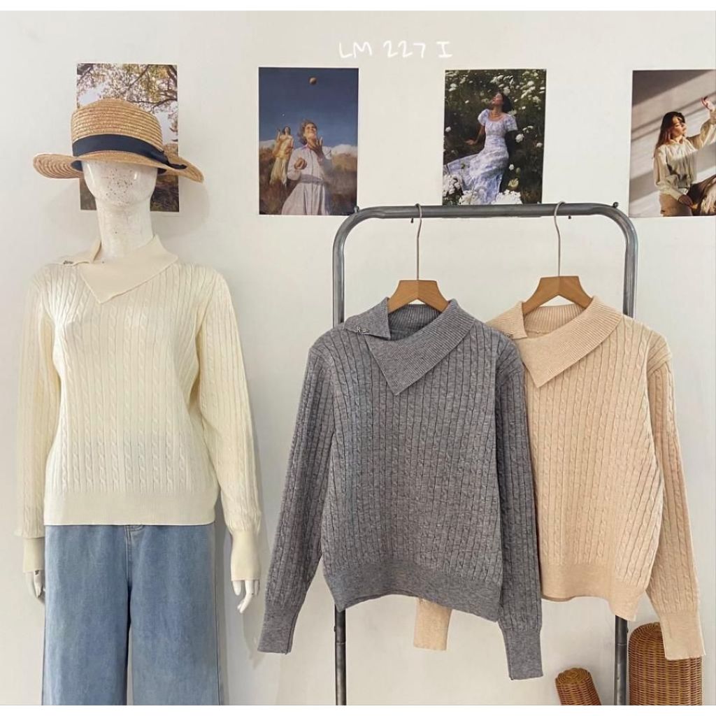 HAPPY SHOP - WOMENS KNIT TOP LM227i 227i PREMIUM LATEST, แฟชั่น, สวยมีสไตล์