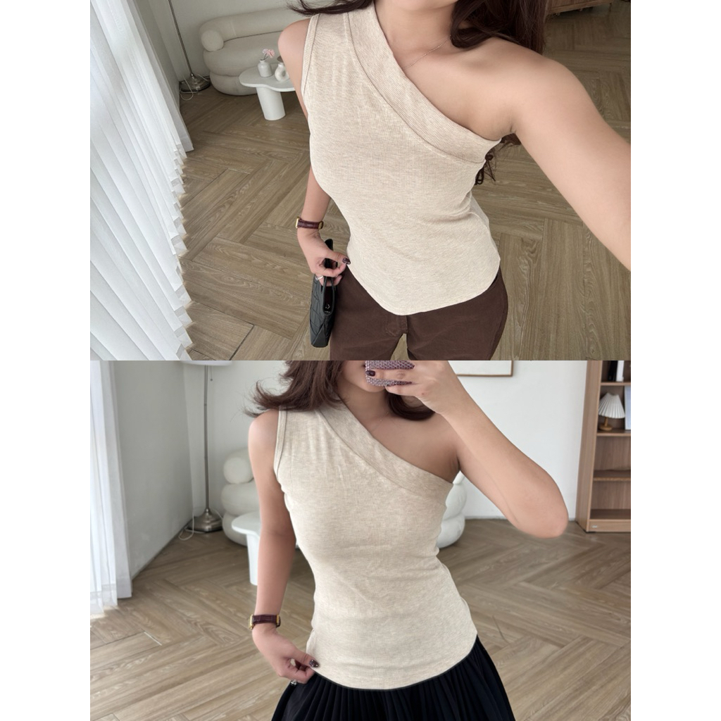 HAILEY TOP – เสื้อกล้ามพื้นฐานของผู้หญิงไหล่เดียว