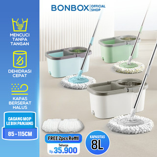 BONBOX PREMIUM Alat Pel Lantai Ember 2 in 1 FREE KAIN PEL CADANGAN Ember Spin Mencuci dan Membilas BCT3612B