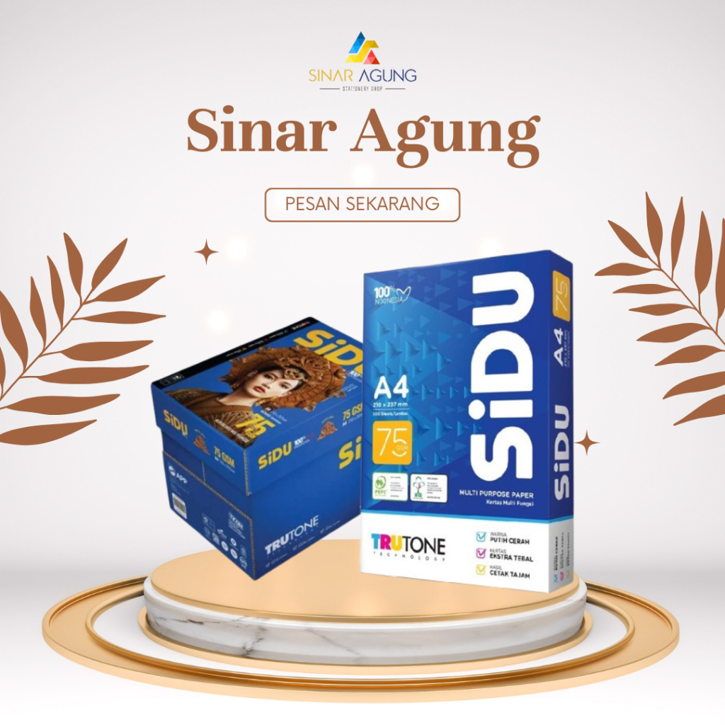 SIDU A4 PAPER 75 GRAM 70 GRAM / SIDU A4 PAPER / SINAR DUNIA A4 PAPER / HVS PAPER / A4