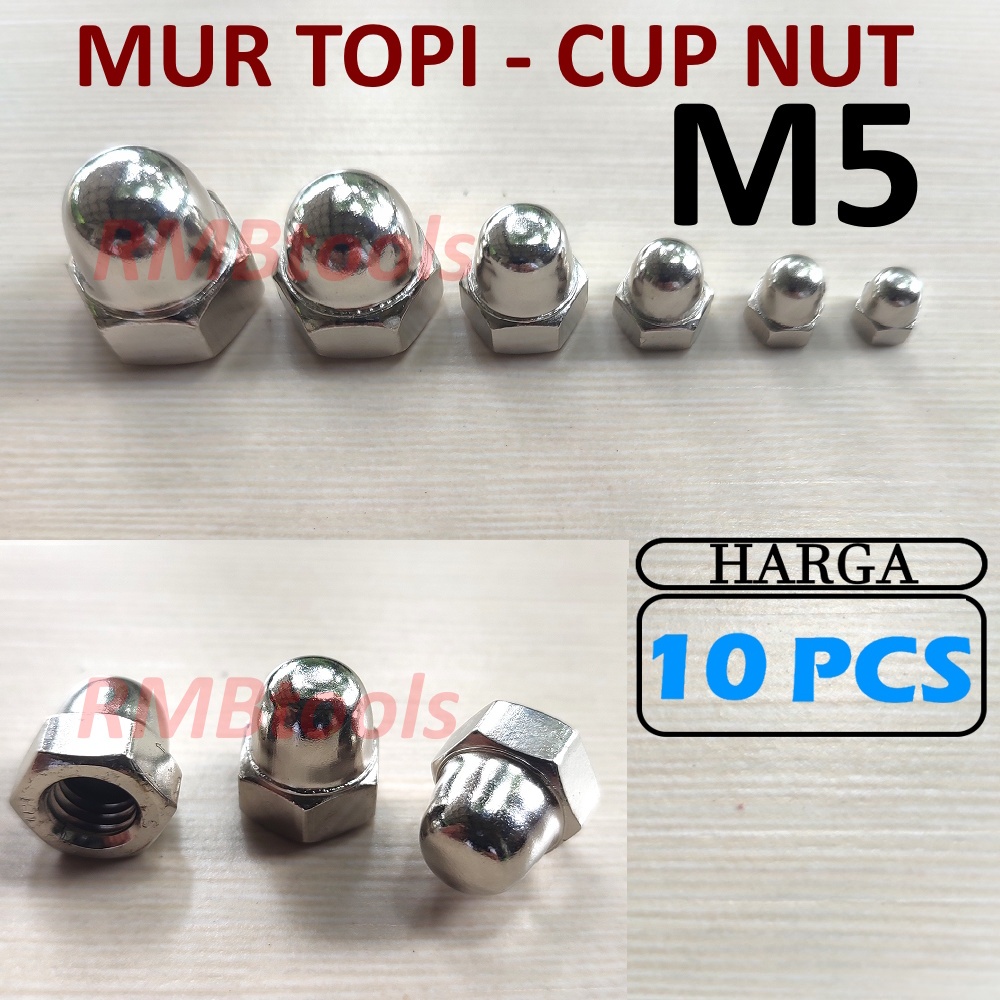 M5 CAP NUT KEY 8 CHROMED NICKEL / CUP NUT M5 PITCH 0.800