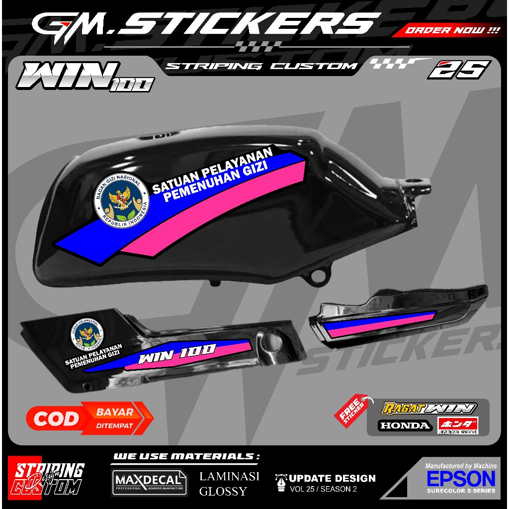 HONDA WIN 100 ORIGINAL CUSTOM SPPG ตัวแปรสติกเกอร์ STRIPING SINGLE NUTRITIONAL SERVICES K57