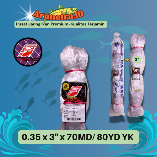 ตาข่ายร้อยเชือก (ตราจับดีที่สุด) 0.35 มม. x 3" & 3.1/2UNT x 70 MD / 80 Y YOKO-Standing
