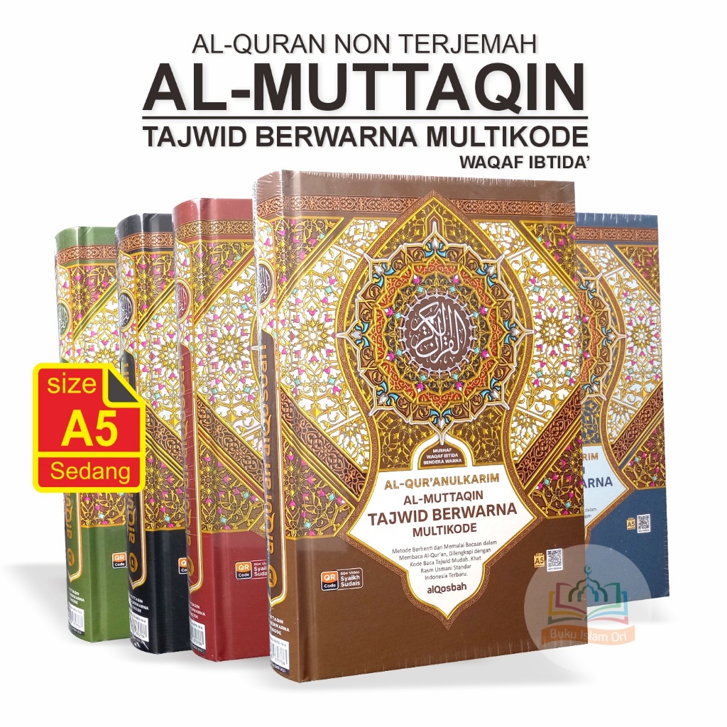 Al-Quran AL-MUTTAQIN A5 HC Tajweed MULTICODE - Waqaf Ibtida Color Flag Tajweed Code Non-Translated H