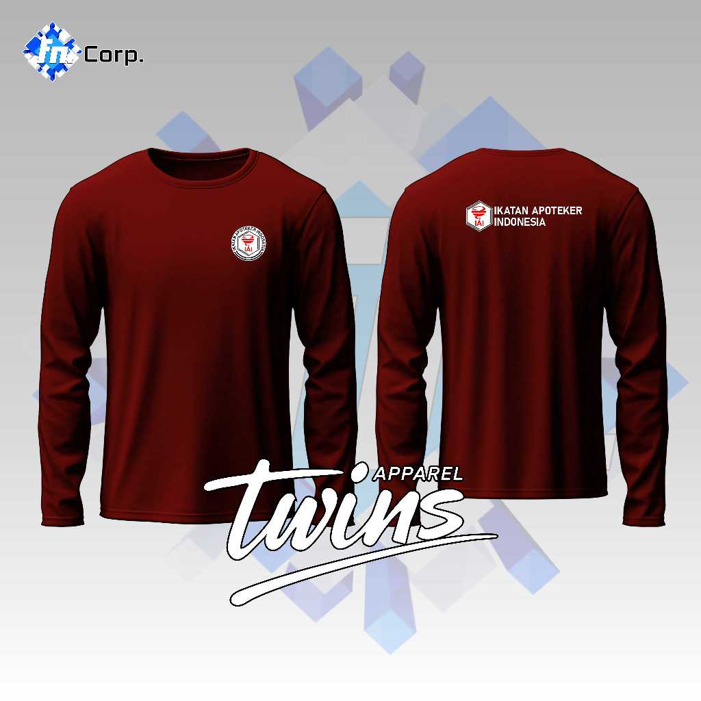 เสื้อยืด UNISEX LONG-SLEEVED IAI INDONESIAN PHARMACY ASSOCIATION สําหรับผู้ชายและผู้หญิงที่มีการออกแ