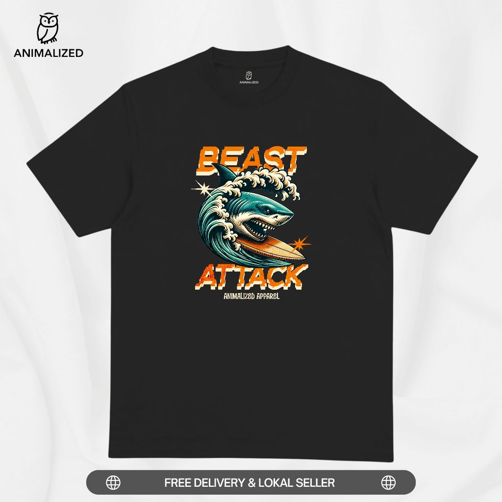 Animalized Mens Shark Beast Attack Strikes Back เสื้อยืด
