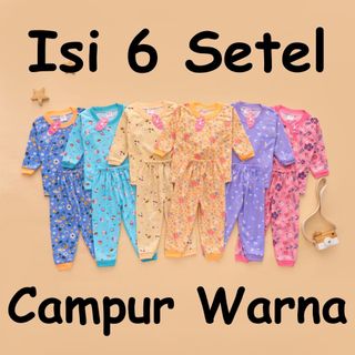 (ISI 6 SETEL) Setelan Anak & Bayi Flower Garden Pajamas/ Baju Anak Perempuan / Baju Bayi / Setelan Bayi Perempuan / Baju Anak Perempuan / Setelan Bayi Perempuan / Baju Anak Anak / Pakaian Anak / Pakaian Bayi Usia 0 - 4 Tahun