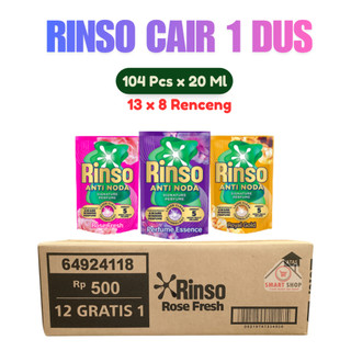 1 DUS Rinso Cair Renceng 20 ml isi 104 sachet Anti Noda