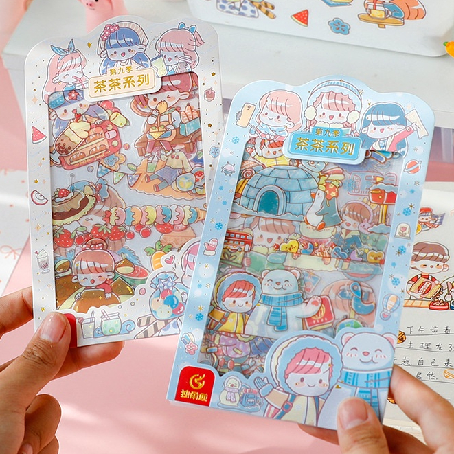 GM สติ๊กเกอร์ 4 แผ่น MANDOU สติ๊กเกอร์ ANIME GIRL CUTTING สติ๊กเกอร์ตกแต่ง BOOK LABEL