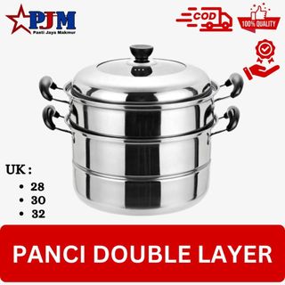Panci Dobel Layer/ 2 layer/ Kukus Panci Rebus Goreng/Panci 3 in1=(goreng, rebus, kukus)