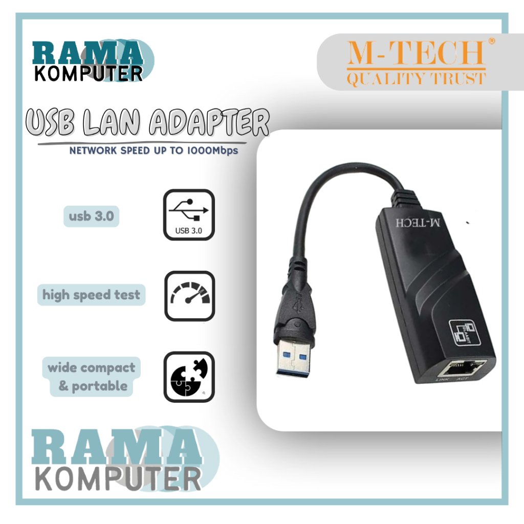 M-Tech USB 3.0 LAN Adapter Gigabit Plug Play