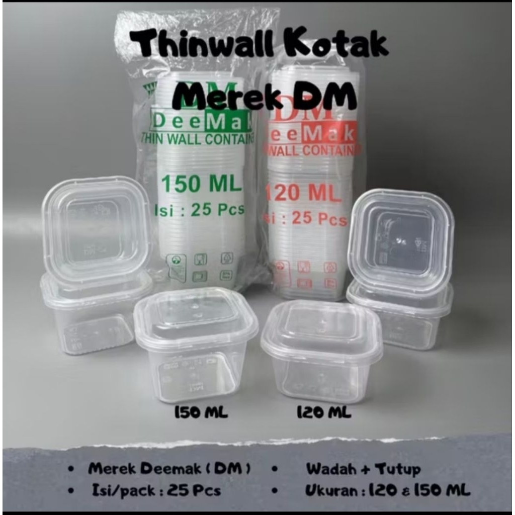 Thinwall 120ml SQ Thinwall 150ml SQ Box DM บรรจุ 25 ชุด + ฝาปิด