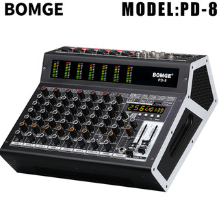 BOMGE PD-8 Mixer Amplifier Power Mixer 8 Channel 2x650Watt, 256 DSP Effect, Bluetooth/USB/MP3, 48V Phantom Power, Monitor Output