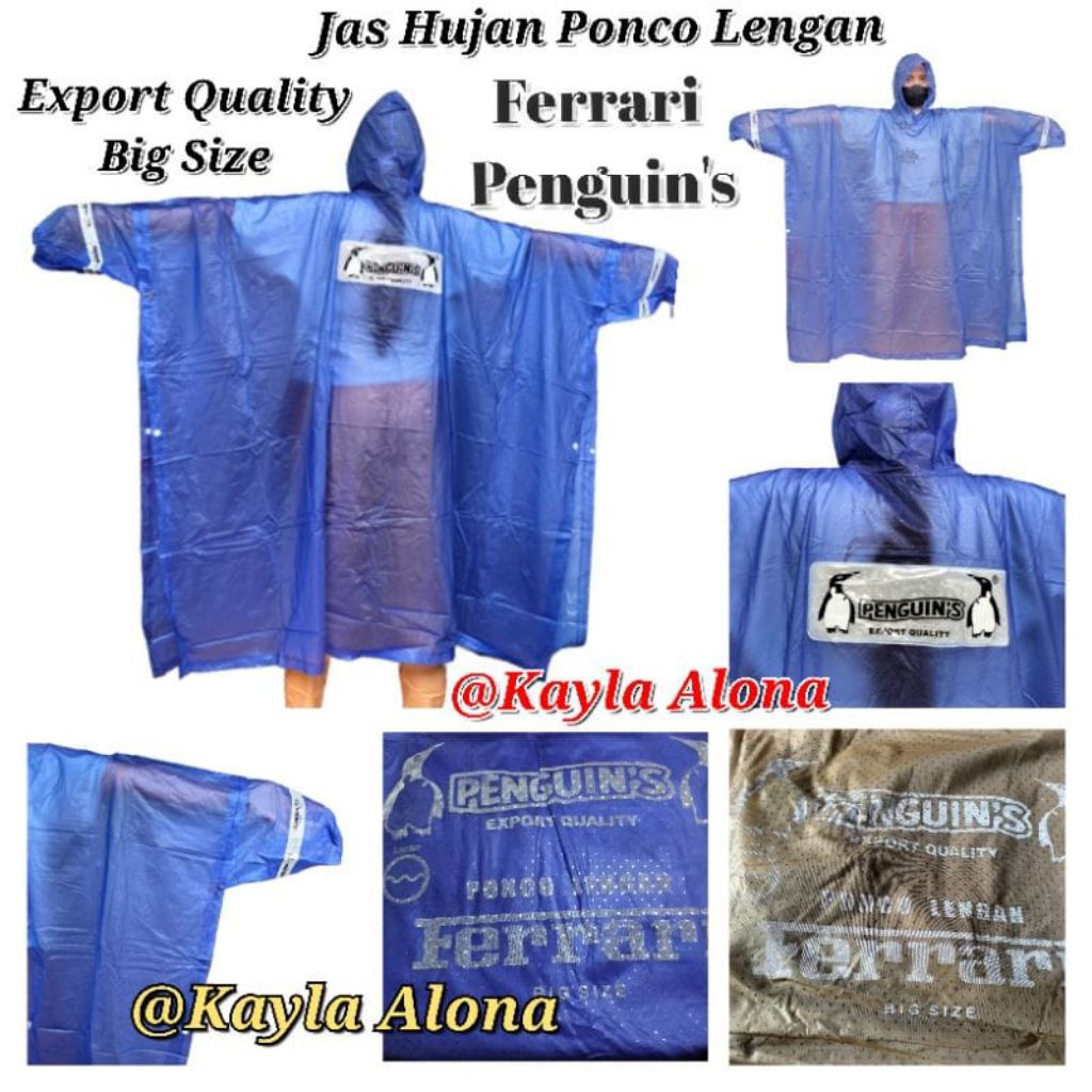 ( FERRARI Penguins Sleeve Poncho) เสื้อกันฝนเสื้อปอนโชแขน FERRARI Penguins | เสื้อกันฝนเสื้อปอนโชแขน