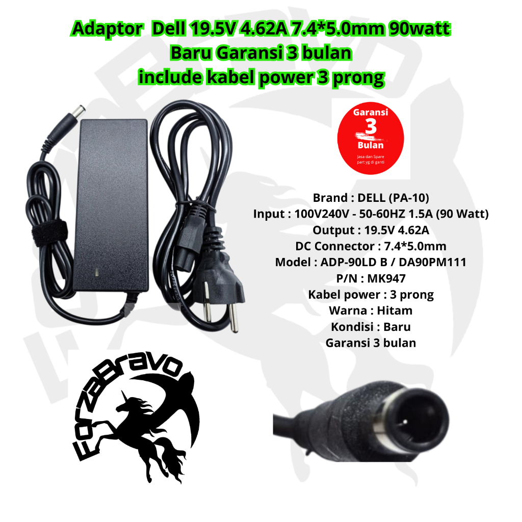 DELL แล็ปท็อปอะแดปเตอร์ 19.5V 4.62A 7.4*5.0 มม.90 วัตต์สําหรับ Latitude D630 D830 5480 D820 รับประกั