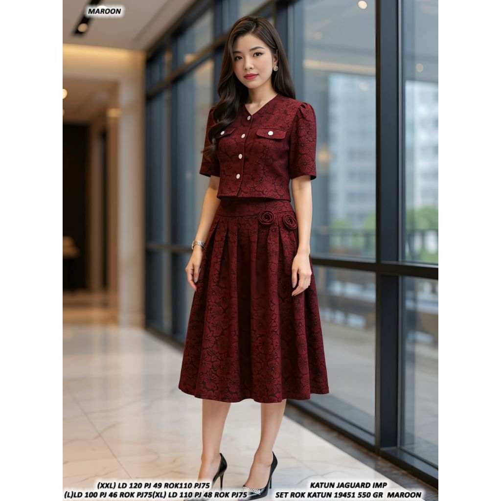 KATUN New ชุดกระโปรงผู้หญิงผ้าฝ้าย jacquard แฟชั่นร่วมสมัย รุ่น 19451-62418