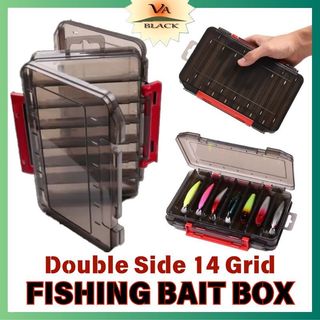 Lure Box Double Side 14 Grid Plastic Anti Air Kotak Kail Pancing Tackle Box/Metal Jig Case Box