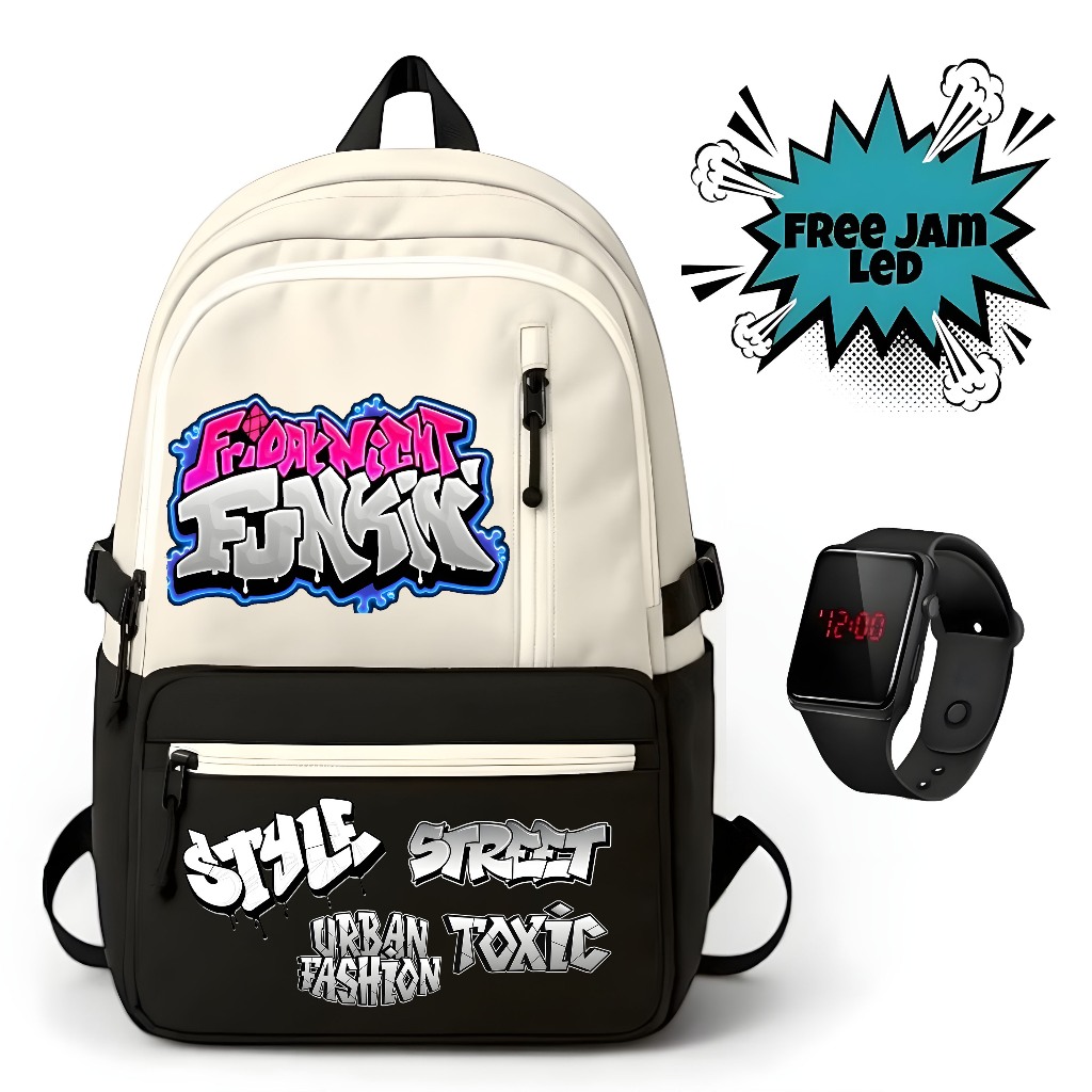 ล่าสุด Friday Night Funky Motif กระเป๋าเป้โรงเรียนสําหรับเด็กชายและเด็กหญิง อนุบาล ประถม กลาง และมัธ