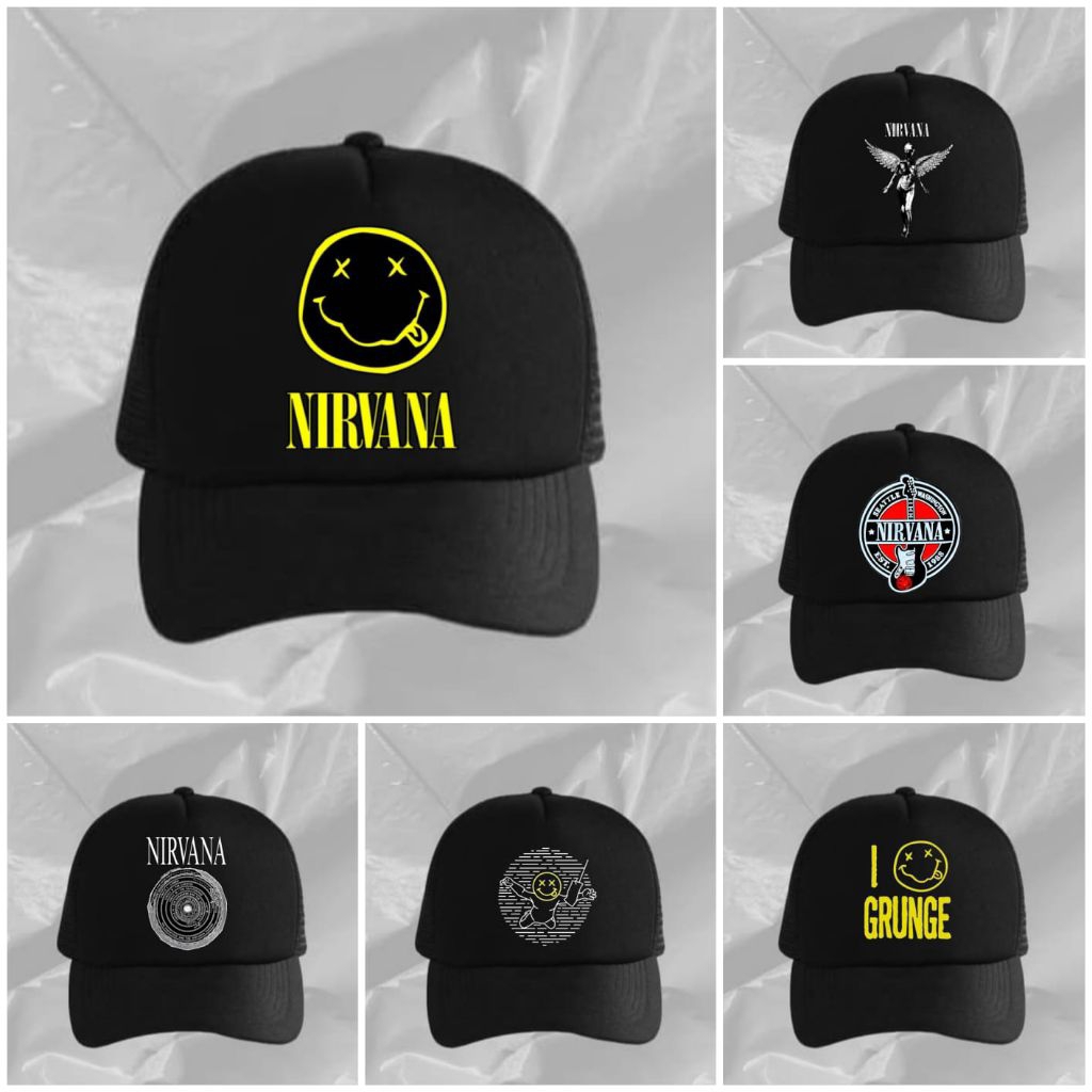 หมวกเบสบอล Nirvana สําหรับผู้ชายและผู้หญิง หมวกตาข่าย สไตล์ Distro
