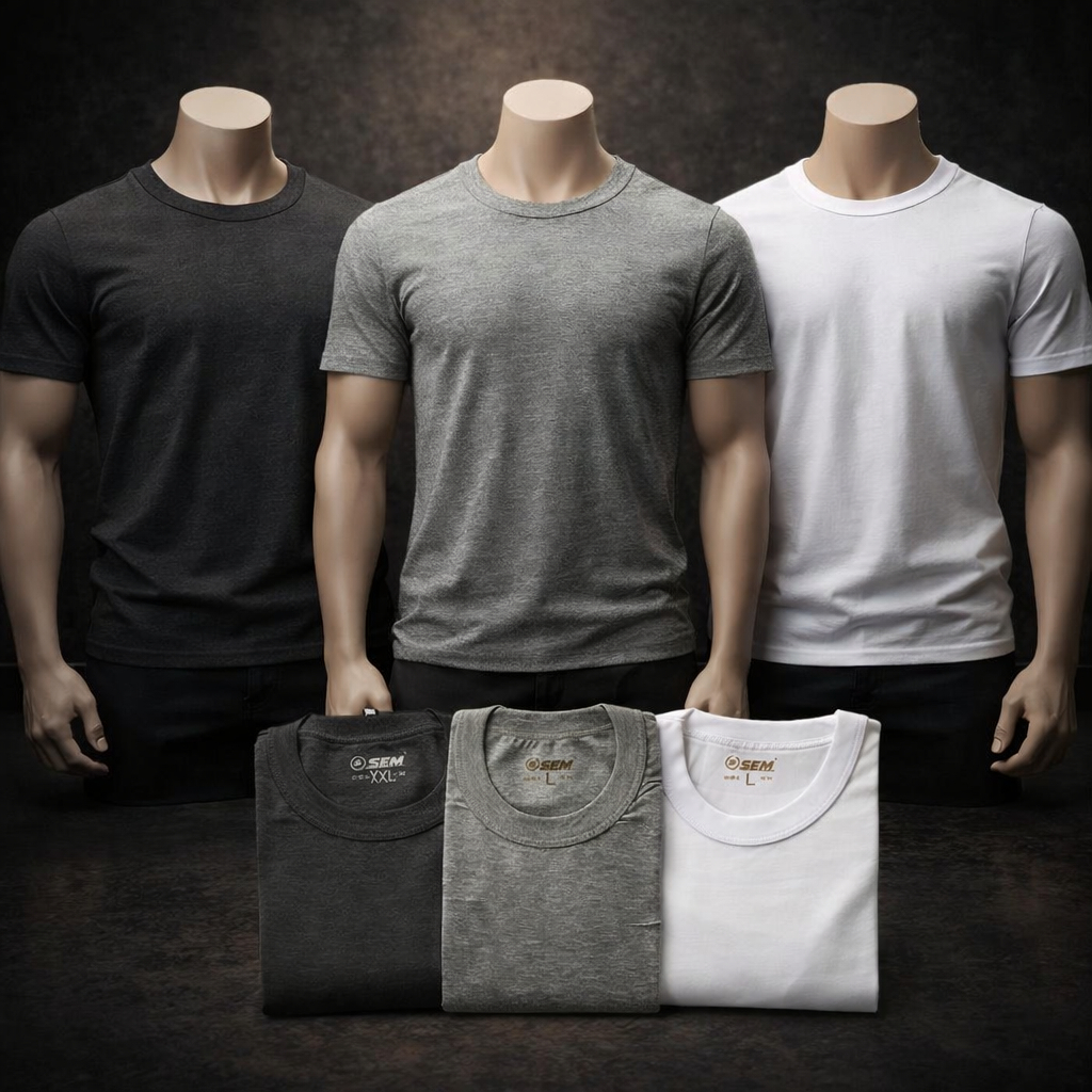 เสื้อยืดกีฬา KATUN แพ็ค 6 ตัว SEM 68 | เสื้อยืดผู้ชายสีพื้น - โอ-คอ | SEM Sport SM68 เสื้อยืดผู้ชายผ