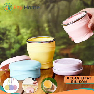 Ezy Home - Gelas Silikon Lipat 180ML Portable – Travel Cup Mini untuk Camping, Anak, Outdoor