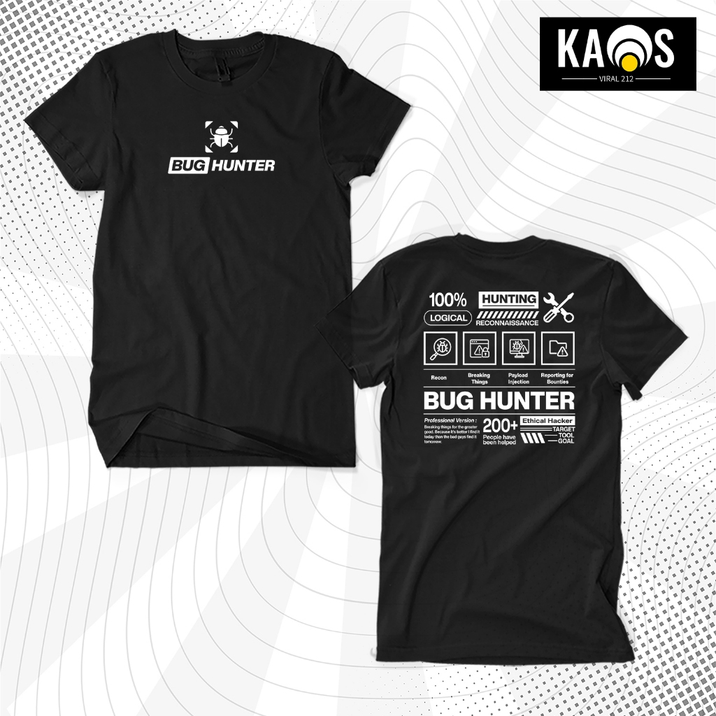 เสื้อยืด Bug Hunter Ethical Hacker - Cyber Security Pentester IT Distro Premium Cotton Combed 30s Sh