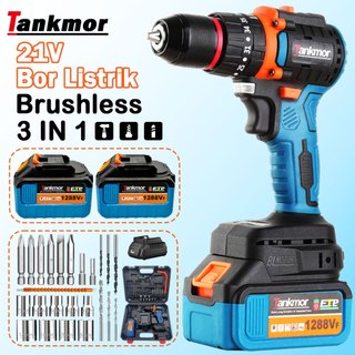 HOT Tankmor Mesin Bor 3in1 Cordless Impact Drill Screwdriver Multifungsi – Bor Listrik untuk Beton, Kayu, Besi, dan Tembok TMR-203