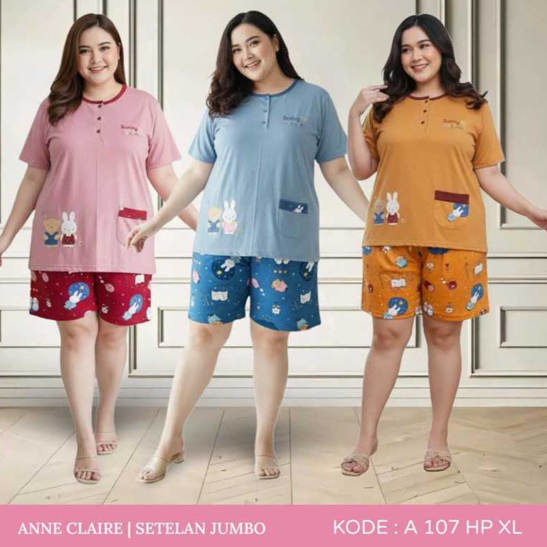 ANNE CLAIRE ชุดนอนกางเกงขาสั้น JUMBO XL | ชุดนอนตุ๊กตาเด็กสําหรับผู้ใหญ่ เด็ก และวัยรุ่น USHOP