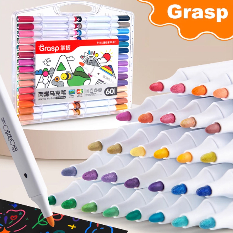 GRASP Marker ปากกาอะคริลิกอะคริลิก 24/36/48/60 สีง่ายต่อการลบ Fine Tip Grasp หลอด/แปรงทาสีอะคริลิค/แ