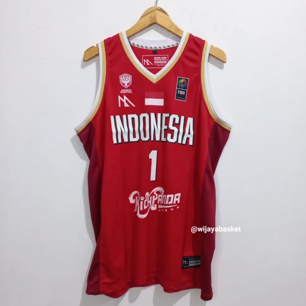 MERAH ORIGINAL NATIONAL TEAM 3X3 INDONESIA BASKETBALL JERSEY RANDOM NUMBER - สีแดง