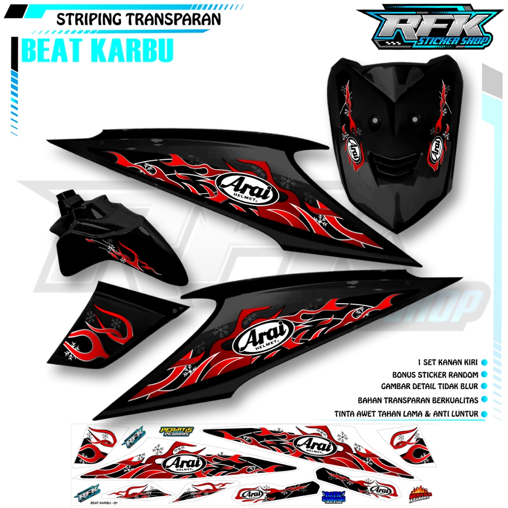 แถบลู่วิ่งสําหรับ BEAT CARBON 2009 - 2012 | พรีเมี่ยมคุณภาพชัดเจน | MOTIP ARAI CODE Q