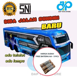Mainan Bus Basuri Mini Ada Musik & Lampu - Miniatur Bus Telolet Dapat Jalan Bump and Go