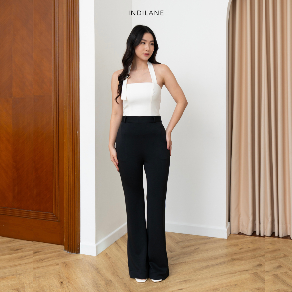 INDILANE - BLANCE กางเกงเอวสูง Flare