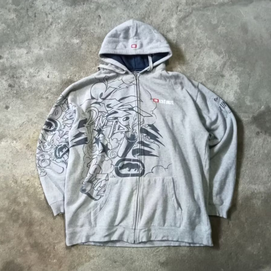 Hiphop - y2k - vintage - ecko unltd graffiti art Zipper Hoodie Jacket 1972