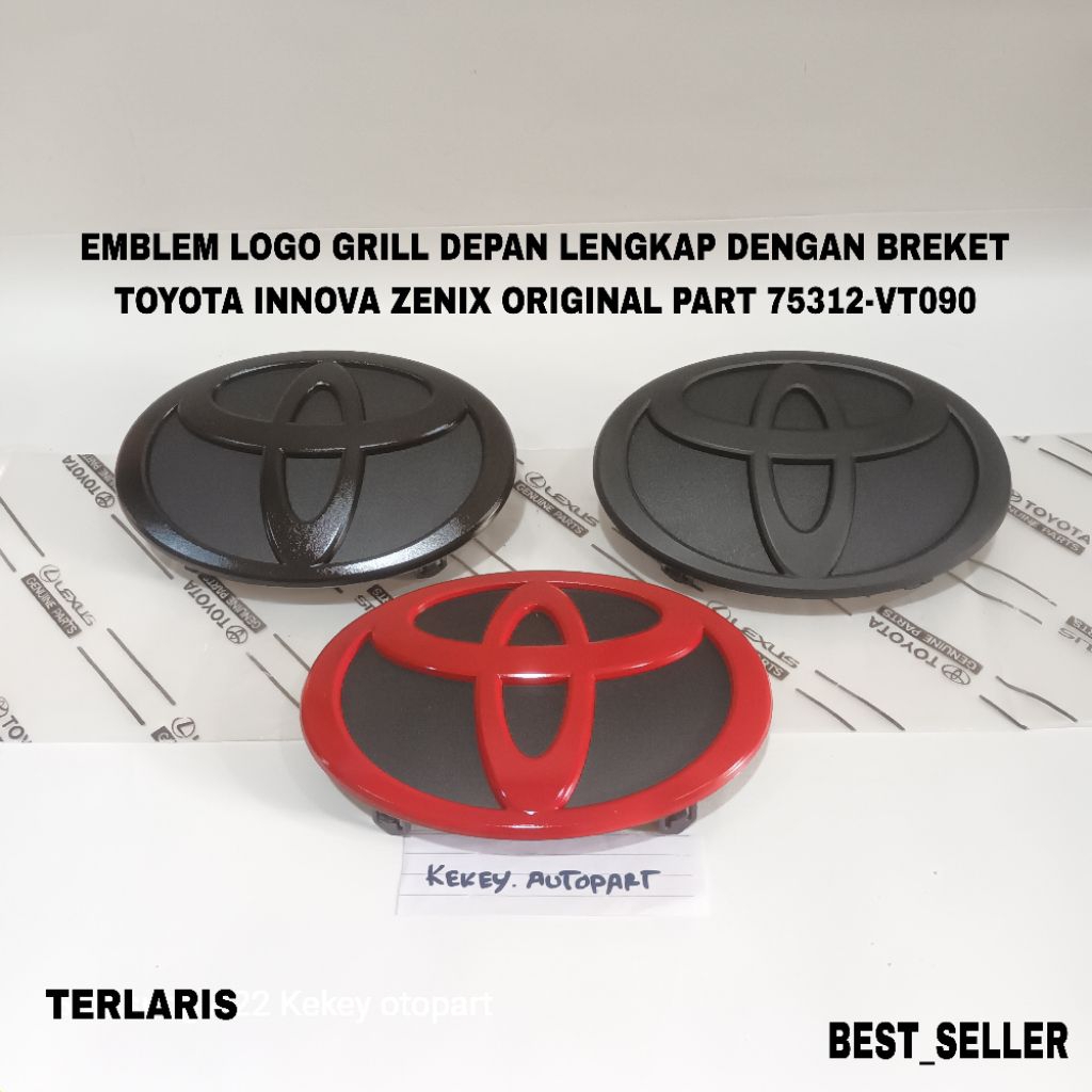 สัญลักษณ์โลโก้กระจังหน้า Toyota พร้อม OriginaL Toyota Innova Zenix Bracket Part 75312-VT090