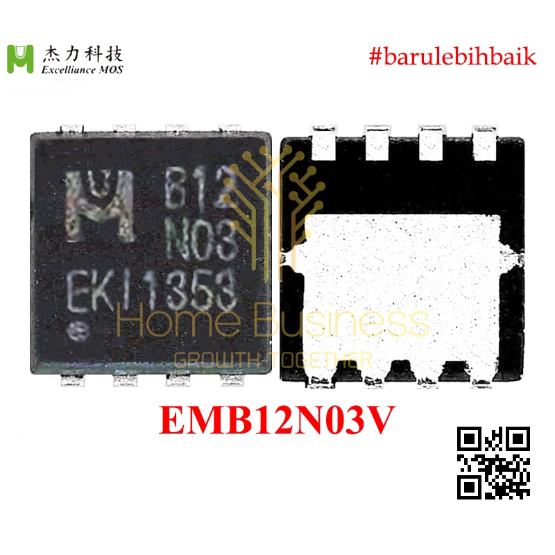 IC Power Mosfet EMB12N03V B12N03V B12N03 12N03 B12 N03V N03 N-Channel Nchannel N-Ch Nch 30V 45A ชิปแ