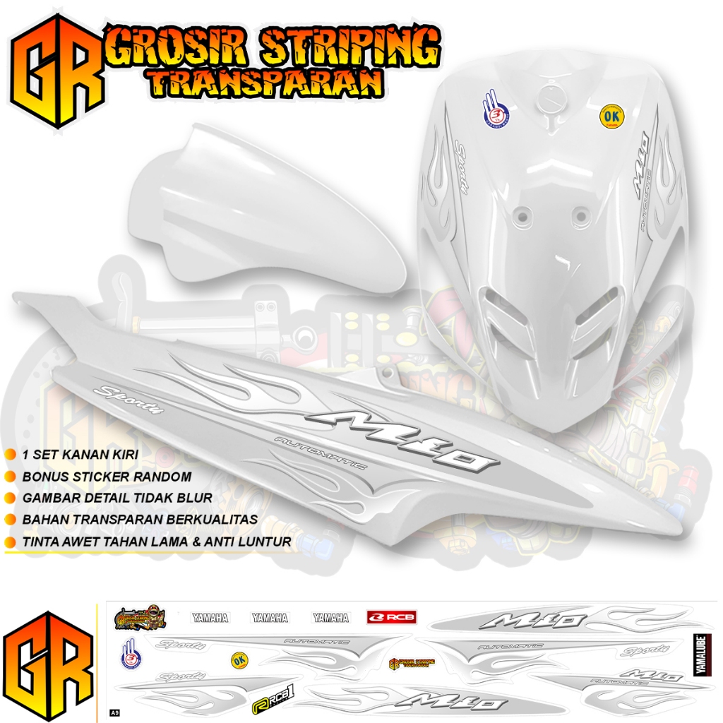 TRANSPARENT STRIPING MIO SMILE/MIO SPORTY 2006/2009/2010 FIRE MOTIF/1 MOTIF สีหลากหลายใหม่ล่าสุด 2025 รหัส A