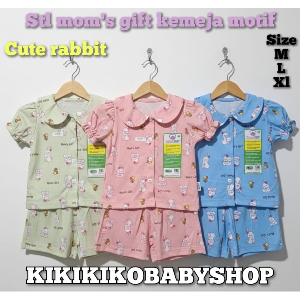 KEMEJA ไหมพรมคู่ใหม่!!! ชุดสูทเด็ก 3 ชิ้นของขวัญของแม่เสื้อกระต่ายน่ารักพิมพ์คอปกใช่แม่ ml xl stl 50