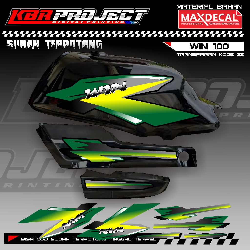 WIN 100 COOL PREMIUM TRANSPARENT STRIPING STICKERS HONDA RACING 33 หลากหลายเส้น ALREADY CUT