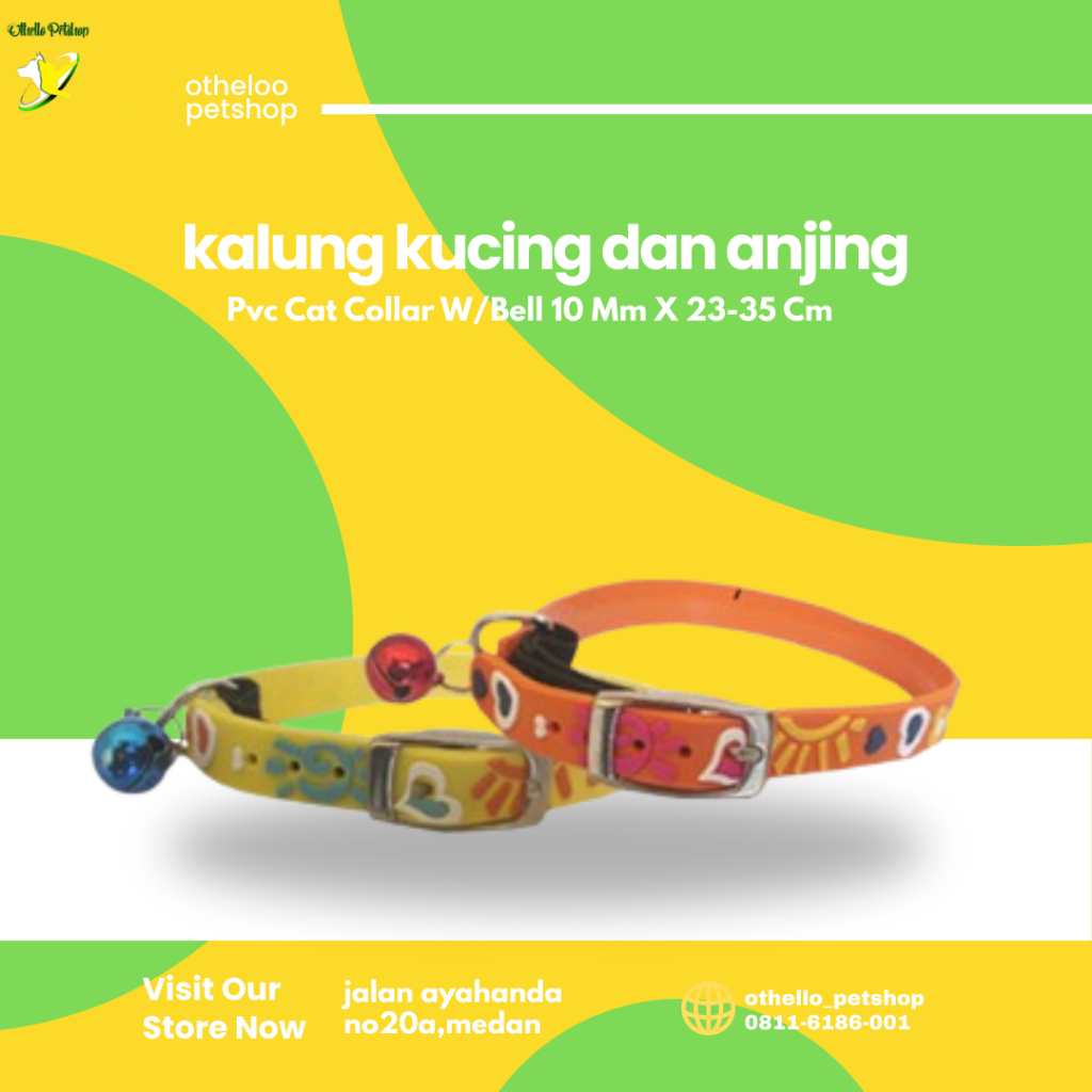 ปลอกคอสุนัขและแมว - ปลอกคอแมว Pvc W/Bell 10 Mm X 23-35 Cm - สร้อยคอแปดเหลี่ยม - AB-50C ปลอกคอแมว Pvc