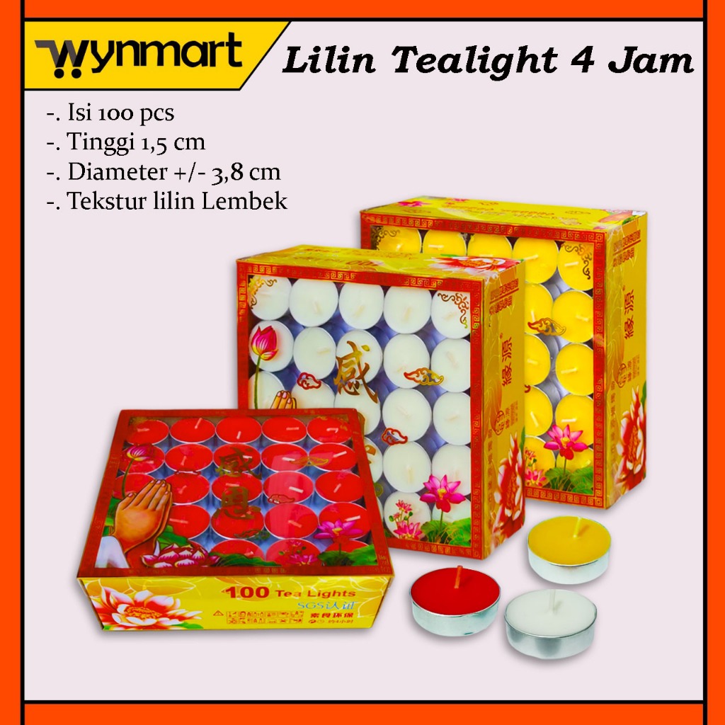 LILIN GE เทียนทีไลท์ดีบุก / เทียนทีไลท์อลูมิเนียม GE 100 ชิ้น