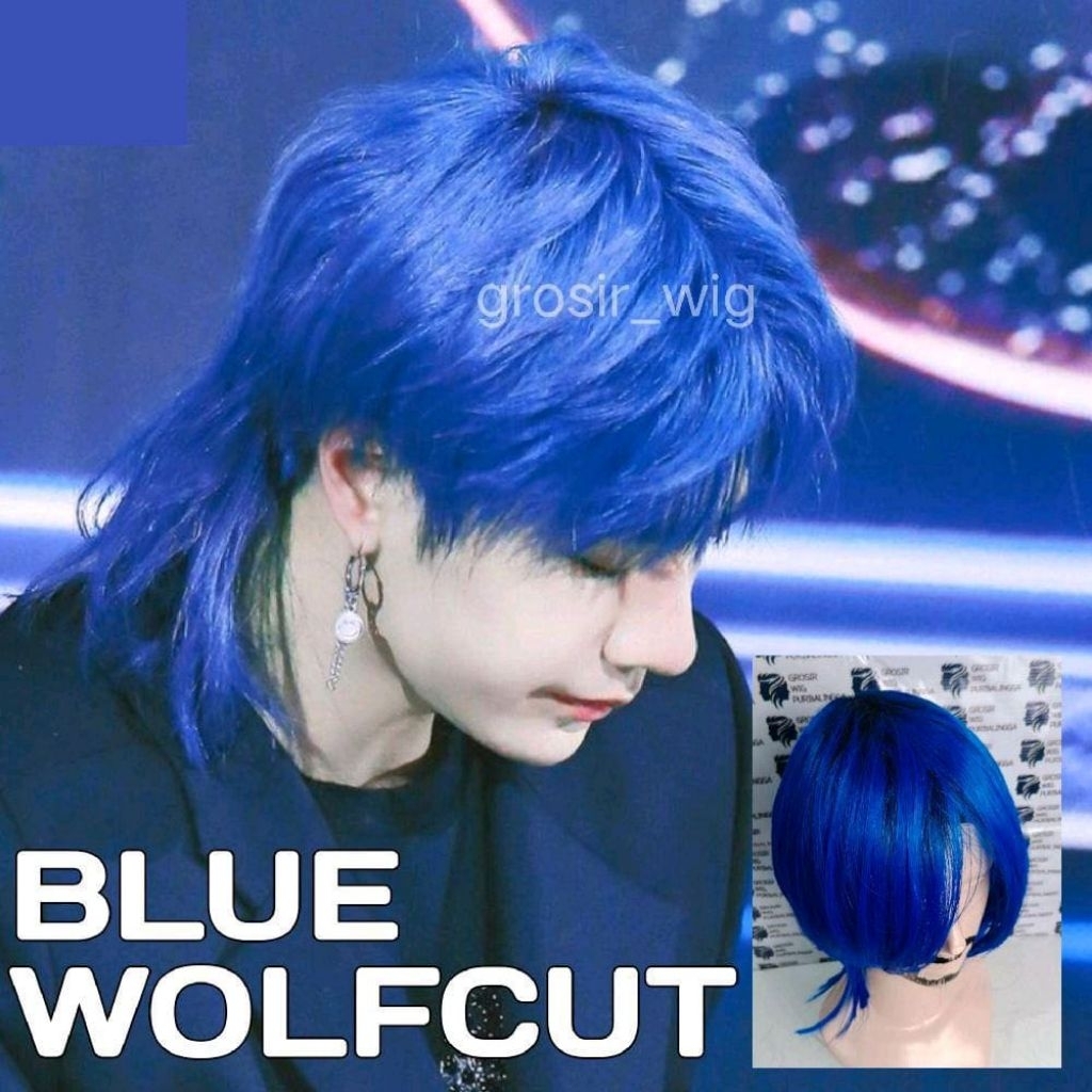 ขายส่ง วิกผมผู้ชายเกาหลี Wolfcut รุ่น สีฟ้า รหัสสี A5 สี