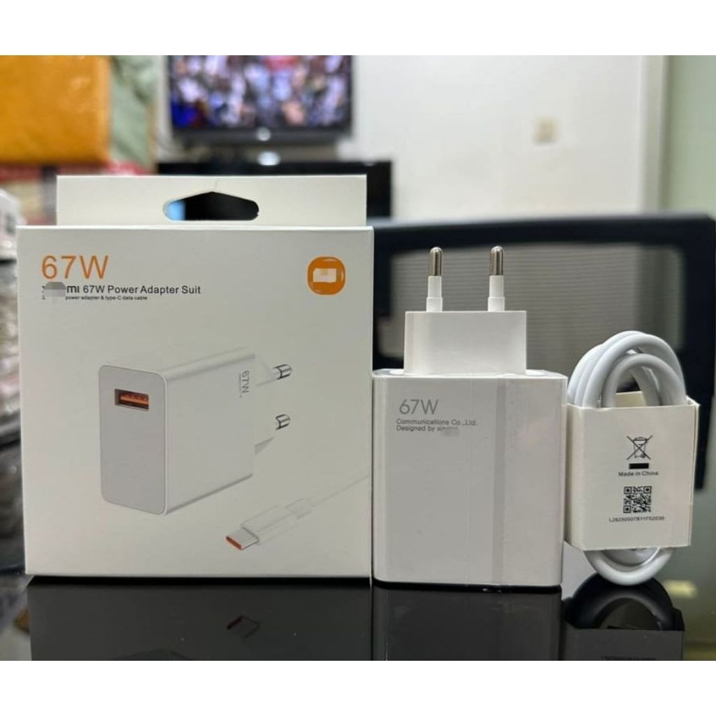 เครื่องชาร์จ XIAOM / REDMI 67W TURBO ชาร์จเร็ว | อะแดปเตอร์ 67 วัตต์ + สายเคเบิลข้อมูล Type C