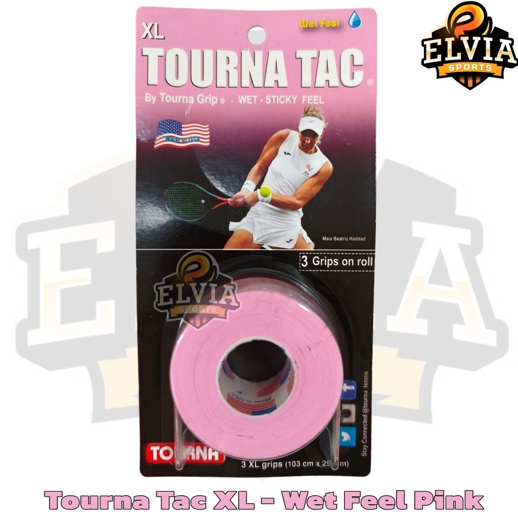 Tourna Tac Wet Feel Pink Original 3 ชิ้น – Overgrip Tennis Tacky Grip Racket Import Made in USA