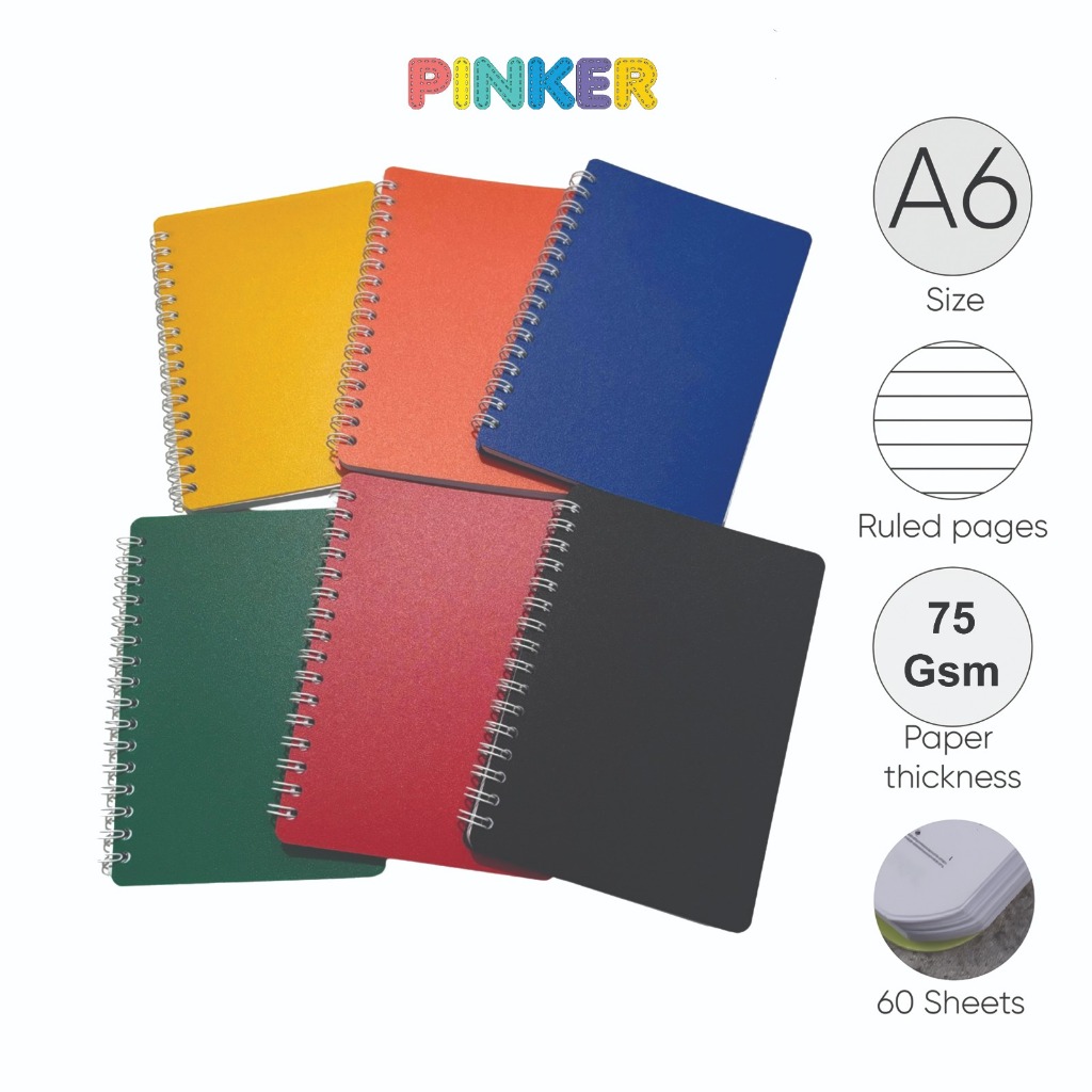 Ruled Notebook hardcase A6 10.5 x 14.8 Diary Agenda Ruled Notebook pinkershop 60 แผ่น