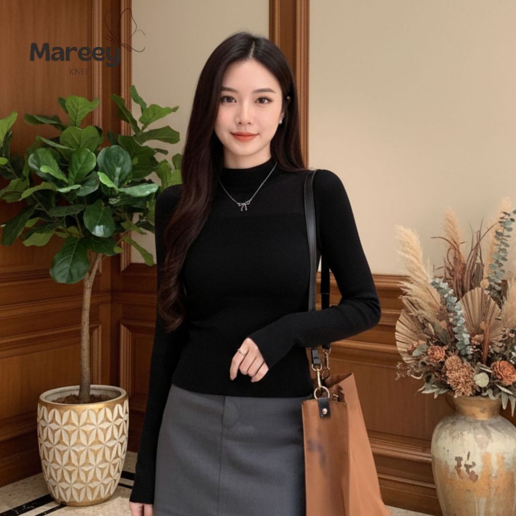 Mareey - เสื้อแขนยาวคอเต่าใสผู้หญิง Elfreda (XBT)
