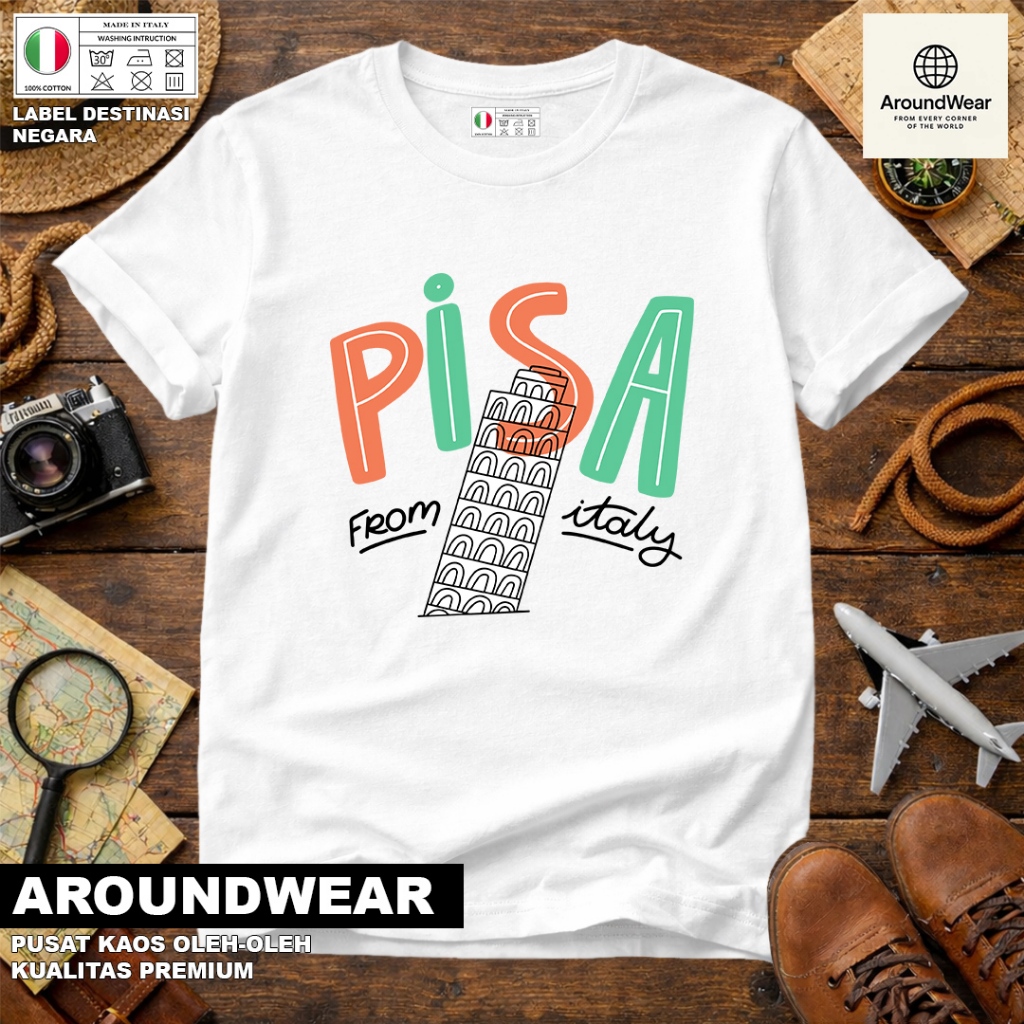 ITALY SOUVENIR T-SHIRT 24 WITH ITALY COUNTRY TAG PREMIUM SOUVENIR MATERIAL GIFT