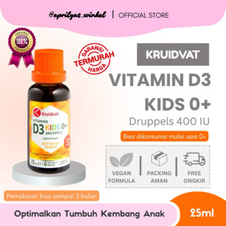 VITAMIN D3 KIDS KRUIDVAT TETES/CAIR 25ml - Suplemen Makanan Untuk anak-anak 0-4 tahun | Untuk pertumbuhan tulang dan gigi